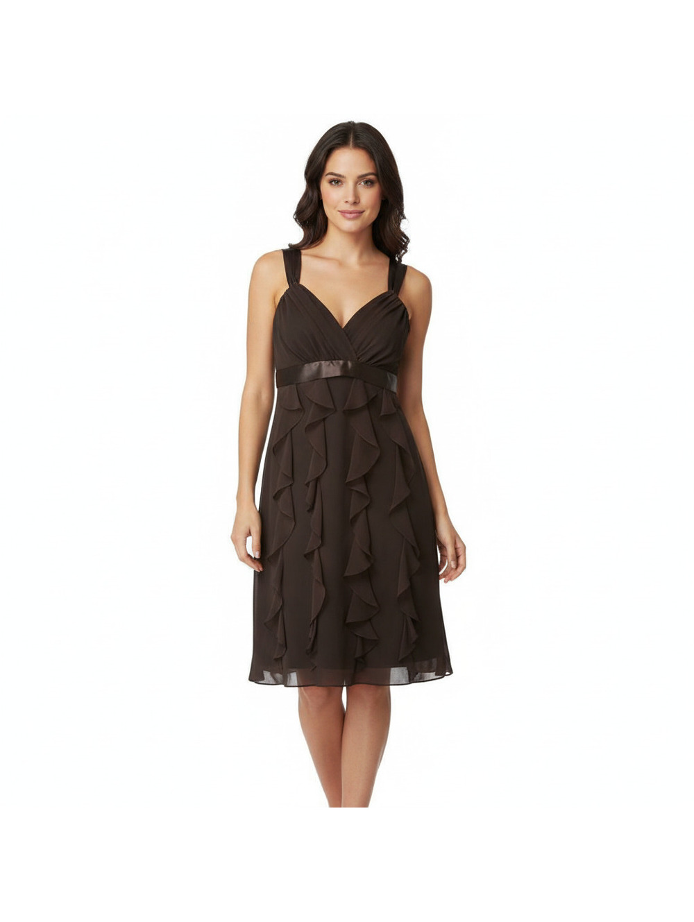 Chaps black ruffle dress size 10